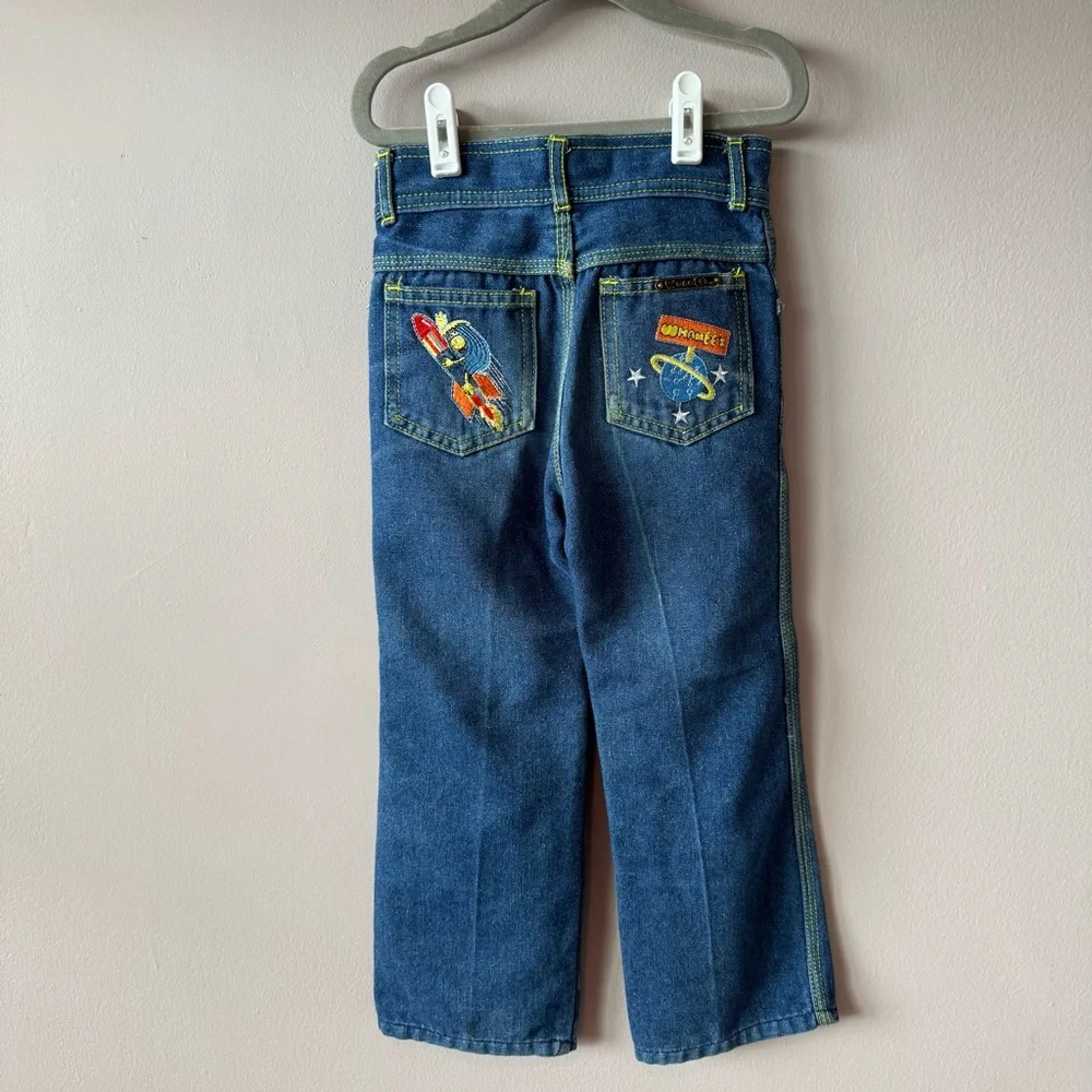 Whammie’s RARE Vintage 70s/80s Collectors Toddler Embroidered Space Jeans Size 5